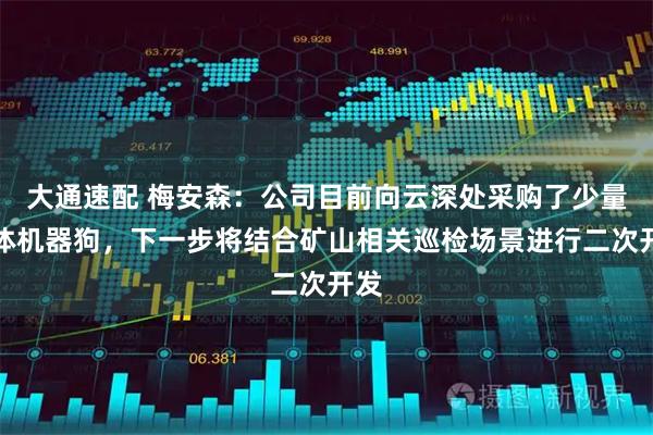 大通速配 梅安森：公司目前向云深处采购了少量本体机器狗，下一步将结合矿山相关巡检场景进行二次开发