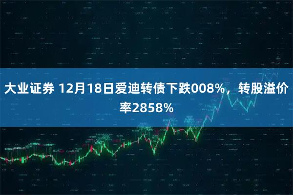 大业证券 12月18日爱迪转债下跌008%，转股溢价率2858%