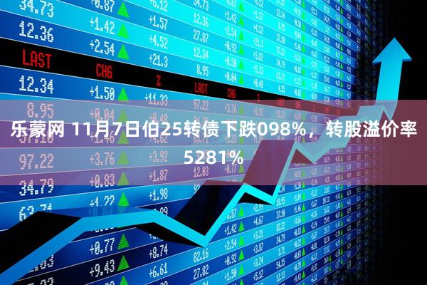 乐蒙网 11月7日伯25转债下跌098%，转股溢价率5281%